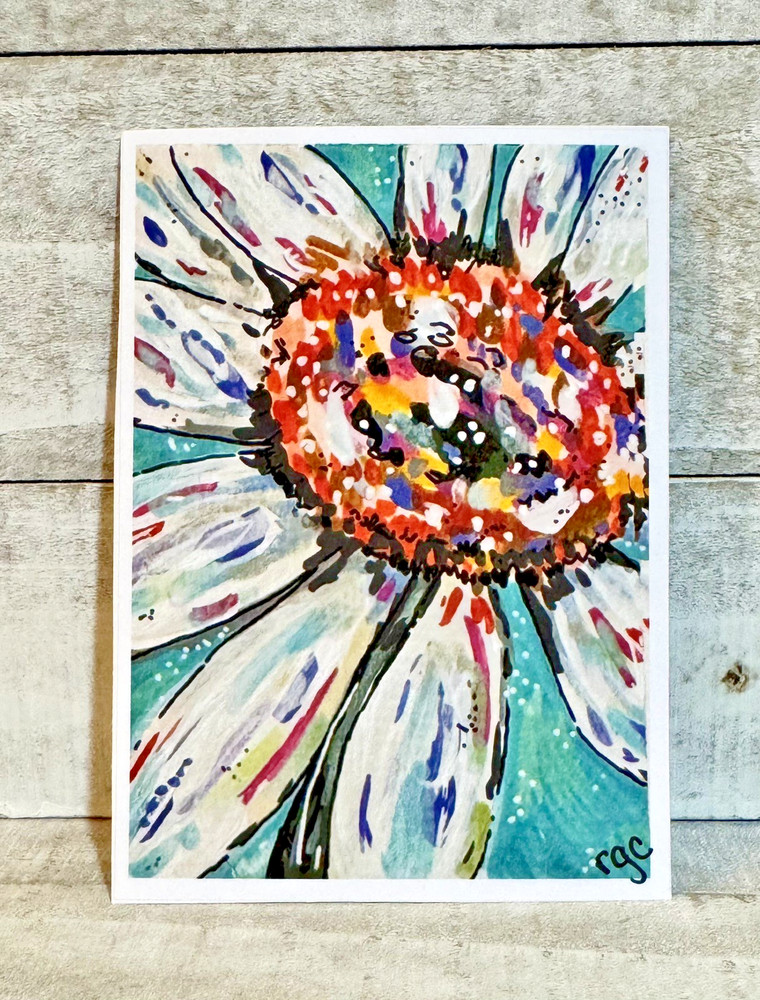 ACEO Original PRINT Flowers, Colorful flower aceo, Print of Floral ACEO