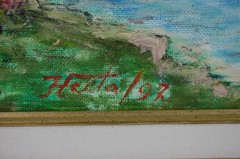 Original Hecto Vidal Oil Painting Reading By The Lake Cuban Country Scene 14×11