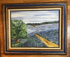 Hill Country Bluebonnet Oil Painting On Canvas-Vibrant Colors