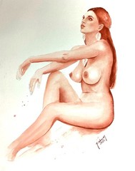 Original watercolour drawing erotic painting drawing pin up erotic act nudo nude