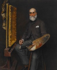 Art Oil painting Worthington Whittredge by William Merritt Chase holding Palette