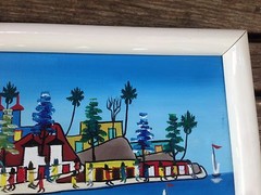 Edgard Souffrant Haitian Canvas Painting Signed Framed 11 1/4 „x 9 1/4“ Folk Art