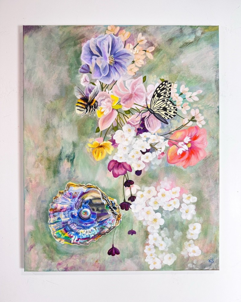 “Blooming Treasure” Painting Original Art | 16” x 20” | Pearl Bee Flowers