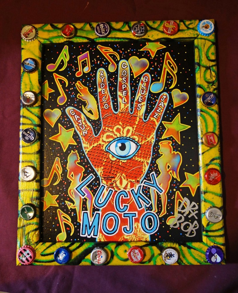 LUCKY MOJO HAND Signed Giclee Print, New Orleans Louisiana Folk Art by DR. BOB