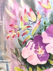 Original Watercolor Painting 12×10 in Unframed Signed Pink Flower Wall Art