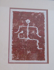 Two Original Hawaiian Handmade Petroglyphs on Tapa Cloth Signed by J. How Framed
