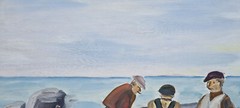 No: 1237 Oil Painting Artwork with Frame Maritime Landscape Sea People Boat