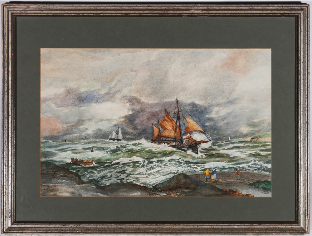 F. J. Edwards – 1981 Watercolour, Running for Shelter