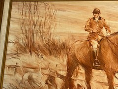 Vintage Painting Impressionist Hunting Dogs Man Horse Landscape Listed Artist