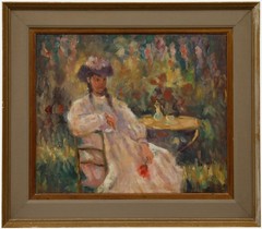 Anna-Maria De Saeger (b.1947) – 20th Century Oil, Lady in the Garden