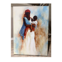 Carol Robinson Signed Realism Mother and Child Portrait Painting on Canvas