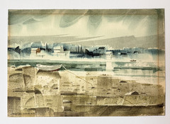 Robert Eric Moore Original Watercolor Signed Coastal Painting 1968 Maine