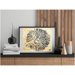 Abstract Contemporary Line, Orange & Black 11×14 Original Hand Painted Paper