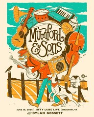 Mumford Sons Poster Jiffy Lube Live Bristow VA 2026 Concert Folk Rock Band Print