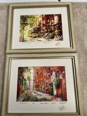 Watercolor Of Newbury And Acorn Street Boston Signed 11×9” Lot Of 2