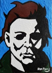 Halloween Michael Myers, Original 5″ x 7″ Acrylic Painting