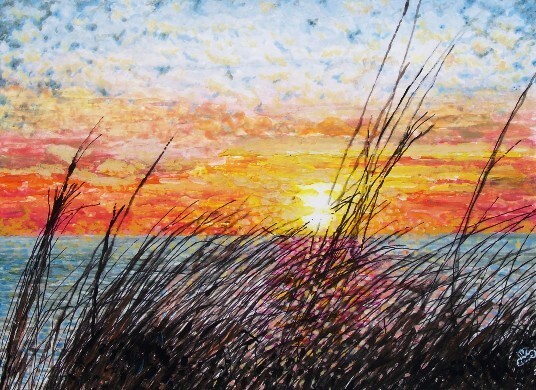 Limited edition print, „Lake Michigan Sunset“, 16 x 20″ paper with mat.