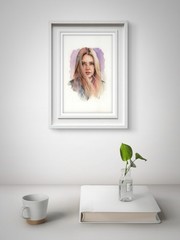 Original Female Figure Portrait Classical Painting 5.5×8.5 Book page