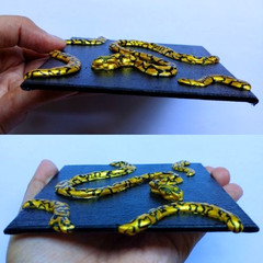 3D Emboss Snake Animal Glue Gun Canvas Shiny Pop Medium Art Hand Painting NEW