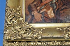Antique 19th Century Gilt / Gesso Framed Miniature, Oil On Wood Panel, c1870