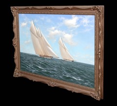Large 1894 Yacht Solent Race Britannia and Vigilant – by STEPHEN J RENARD