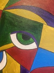 Abstract People,man And Woman,cubism,couple 16/20 Original Painting On Canvas,