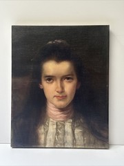 Antique Painting Pretty Woman Women Female Model 19th Century Masterful 1870’s