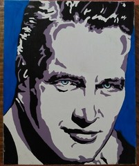 Paul Newman/Original Oil Painting/Outsider Art/Fan Art/Hollywood/Portrait/Movies