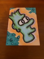 Original PAINTING ACEO Bart Simpson Low Brow Cartoon Air Bubbles Shrooms Trippin