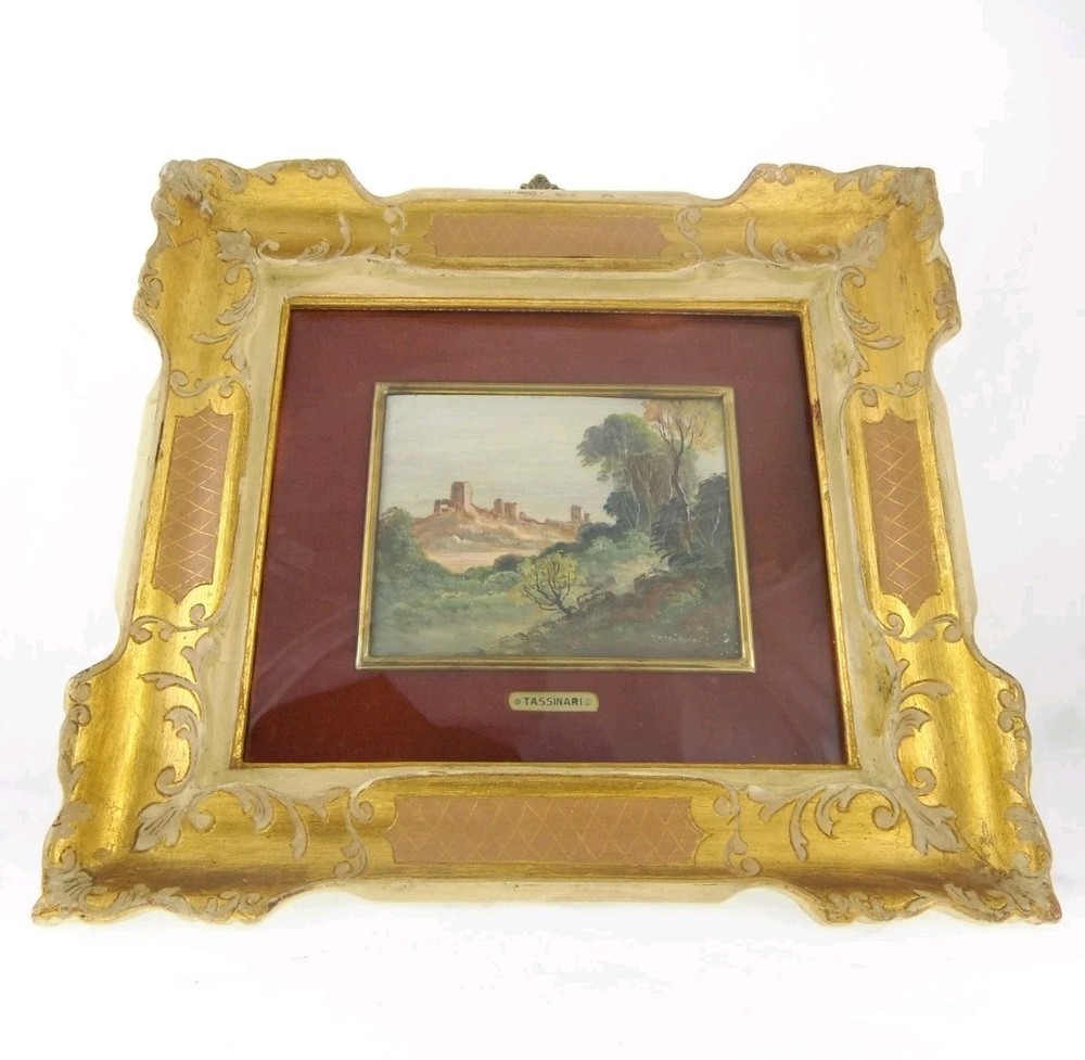 8.75″ Gino Tassinari Italy Vintage Miniature Landscape Oil Painting Framed