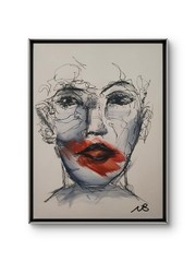 ORIGINAL ACRYLIC PAINTING 12×16 LINE ART PORTRAIT ABSTRACT HAND PAINTED CANVAS