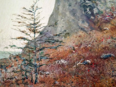 Rare Original Oil Painting Church on Cliff / Edward Arthur Anderson Mid Century