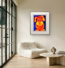 Glowing Bunny Colorful Pop Art Original Wall Art 11×14 Canvas Acrylic.
