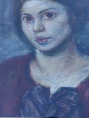 ANTIQUE PORTRAIT PAINTING WOMAN FEMALE MODEL EJNAR EINAR HANSEN FAMOUS LISTED