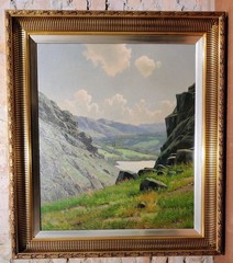 Svend Drews (1919-2003): LAKE IN MOUNTAIN LANDSCAPE, original oil painting