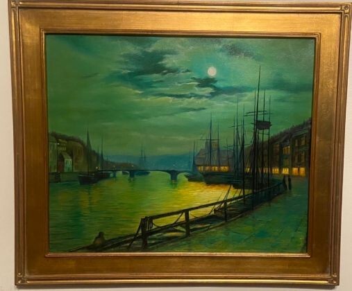 ORIGINAL EUROPEAN SCHOOL CITY OF ST.PETERSBURG OIL ON CANVAS FRAMED