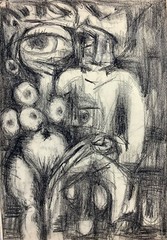 Juan David. Painting. Pareja, ca 1979. Graphite on cardboard. Cuban Art