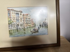 Toni Orsini Venice Canal Watercolor Painting – Signed Vintage Italian Art Framed