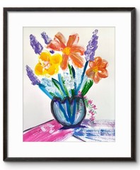 SPRING VASE EXPRESSIONISM 14X11 COLORFUL ABSTRACT ORIGINAL ART MODERN HOME