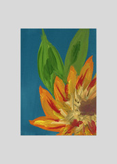 ACEO/ ATC Sunflower Flower Gouache OOAK Original Art SaraClaireArt