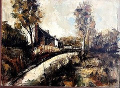 Manuel Bunuel Oil Painting on Canvas Rural Spanish Village Landscape 16×12