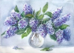 Original brand new watercolor still life ”Lilac” $65 art