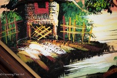 Vintage Oil Painting Southeast Asia Sunset Landscape Heavy Texturing 22×22″