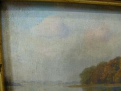 (B1294) Small Oil Painting „Waters at the Edge of the Forest“ illegibly signed