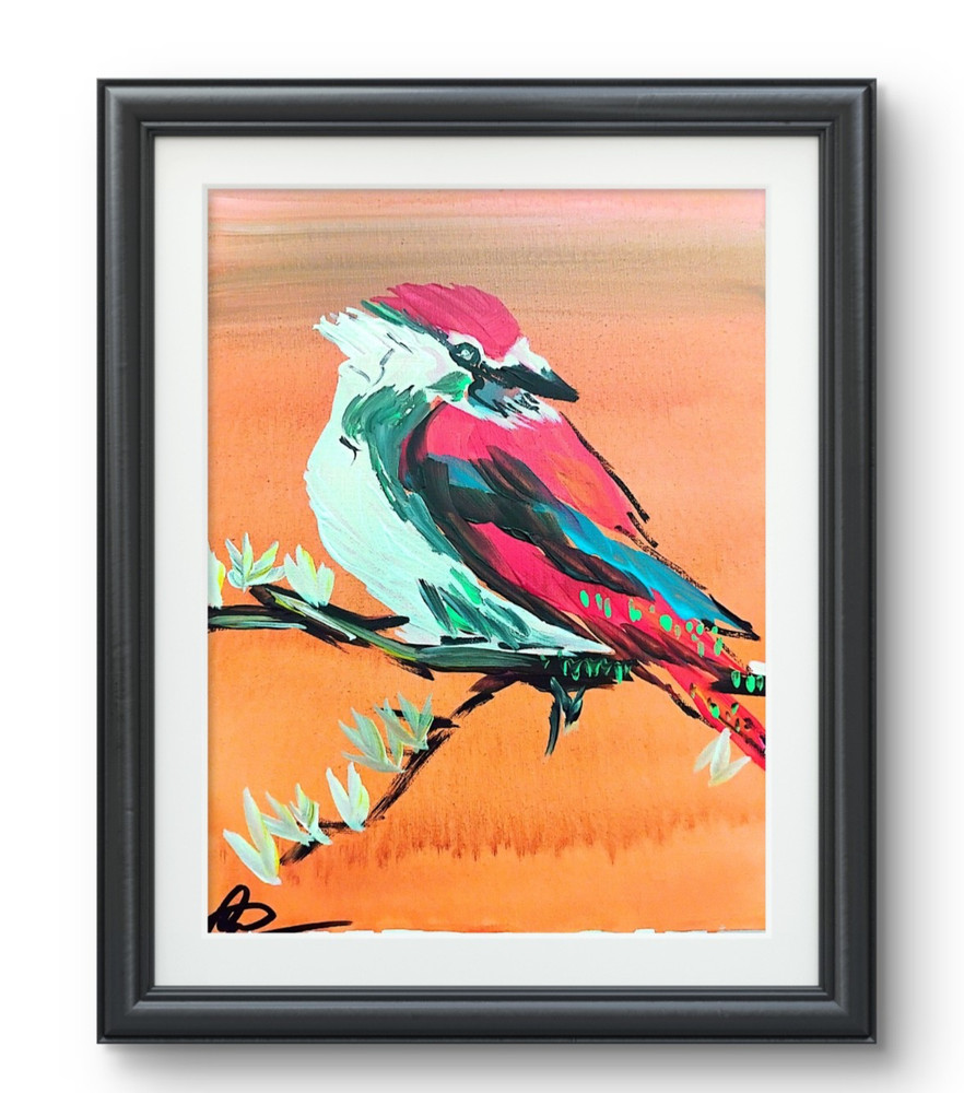 Original art 14 X 11 CANVAS Colorful Bird Modern Art Acrylic Painting