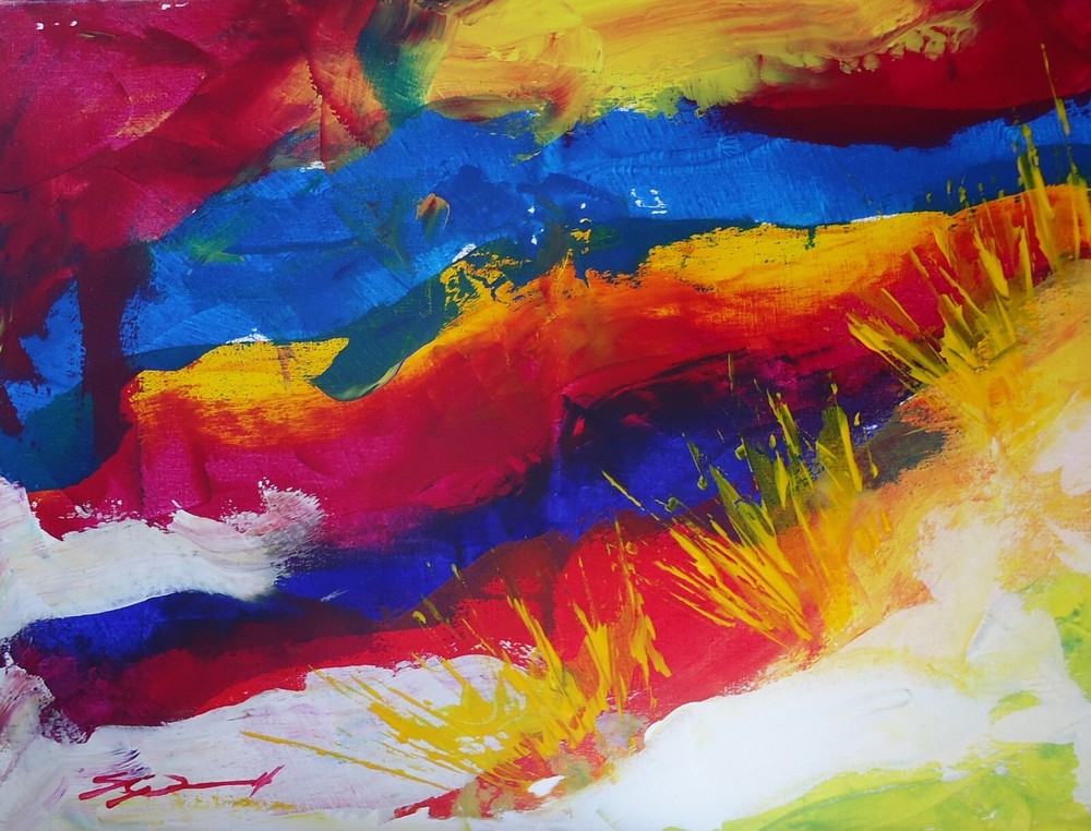 ORIGINAL PAINTING acrylic abstract palette knife „Dune“ 18×24 by Steven G. Graff