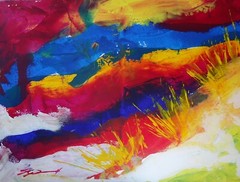 ORIGINAL PAINTING acrylic abstract palette knife „Dune“ 18×24 by Steven G. Graff