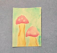 ACEO Original Watercolor, Mushroom 2 of 4, Rebecca Southern