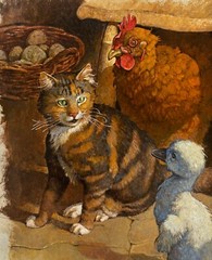 Original TROY HOWELL ‚Ugly Duckling‘ CAT Chicken Duck BOOK Illustration PAINTING