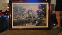 RARE Thomas Kinkade Hand-Highlighted Canvas Print: Lamplight Manor (28″x42″)